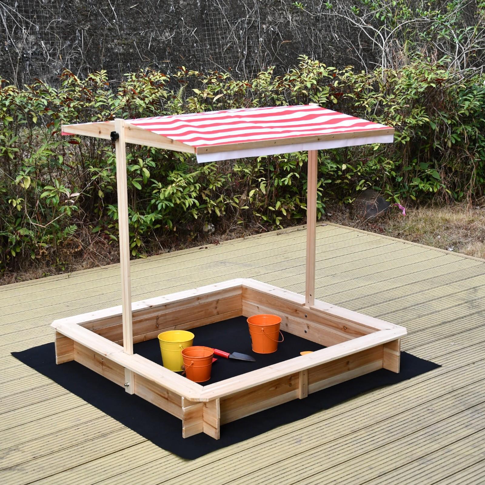 Детски Пясъчник GINGER HOME с Регулируем Покрив с UV Защита