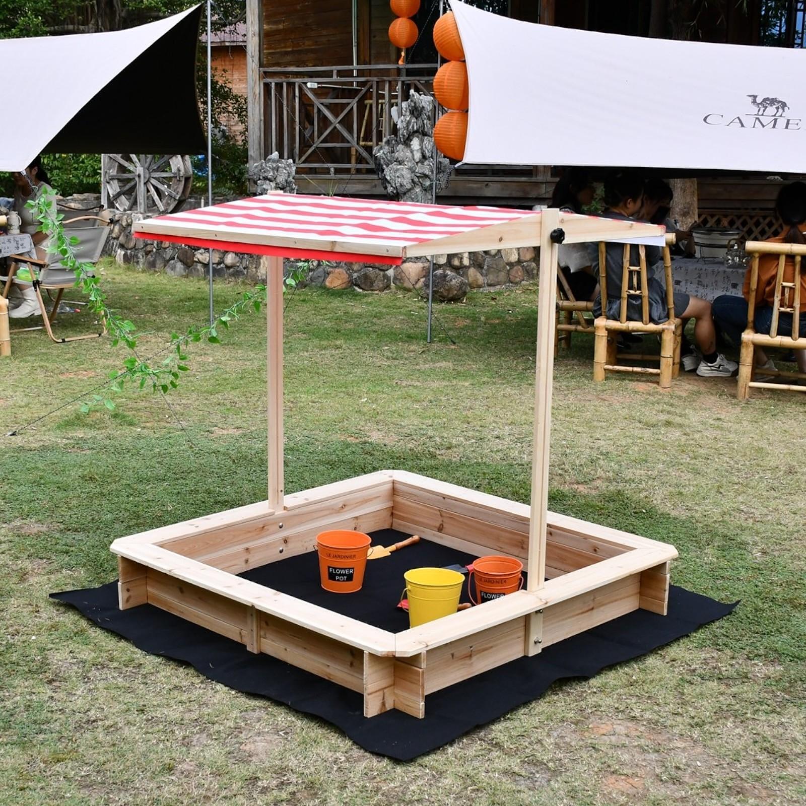 Детски Пясъчник GINGER HOME с Регулируем Покрив с UV Защита