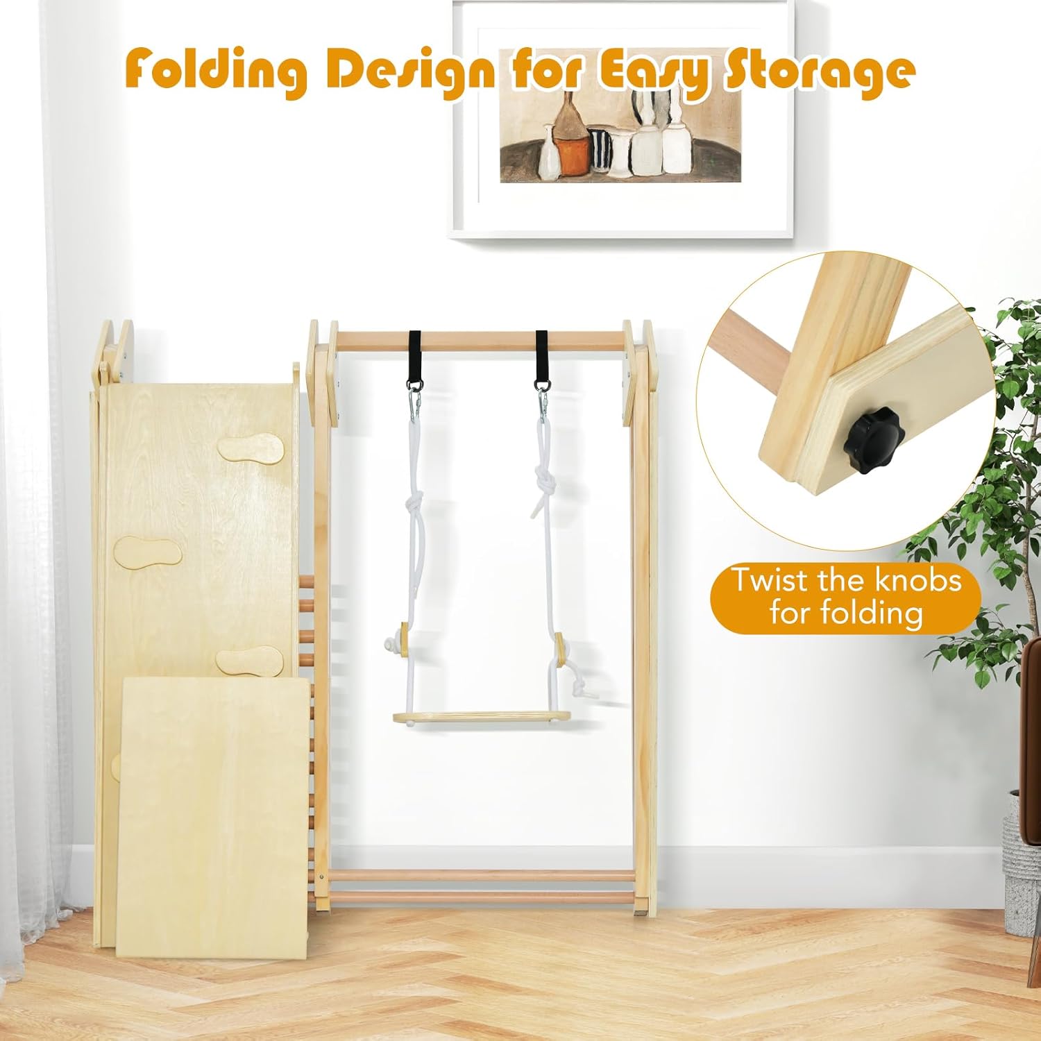 Детски Дървен Комплект GINGER HOME 4 в 1 – Люлка