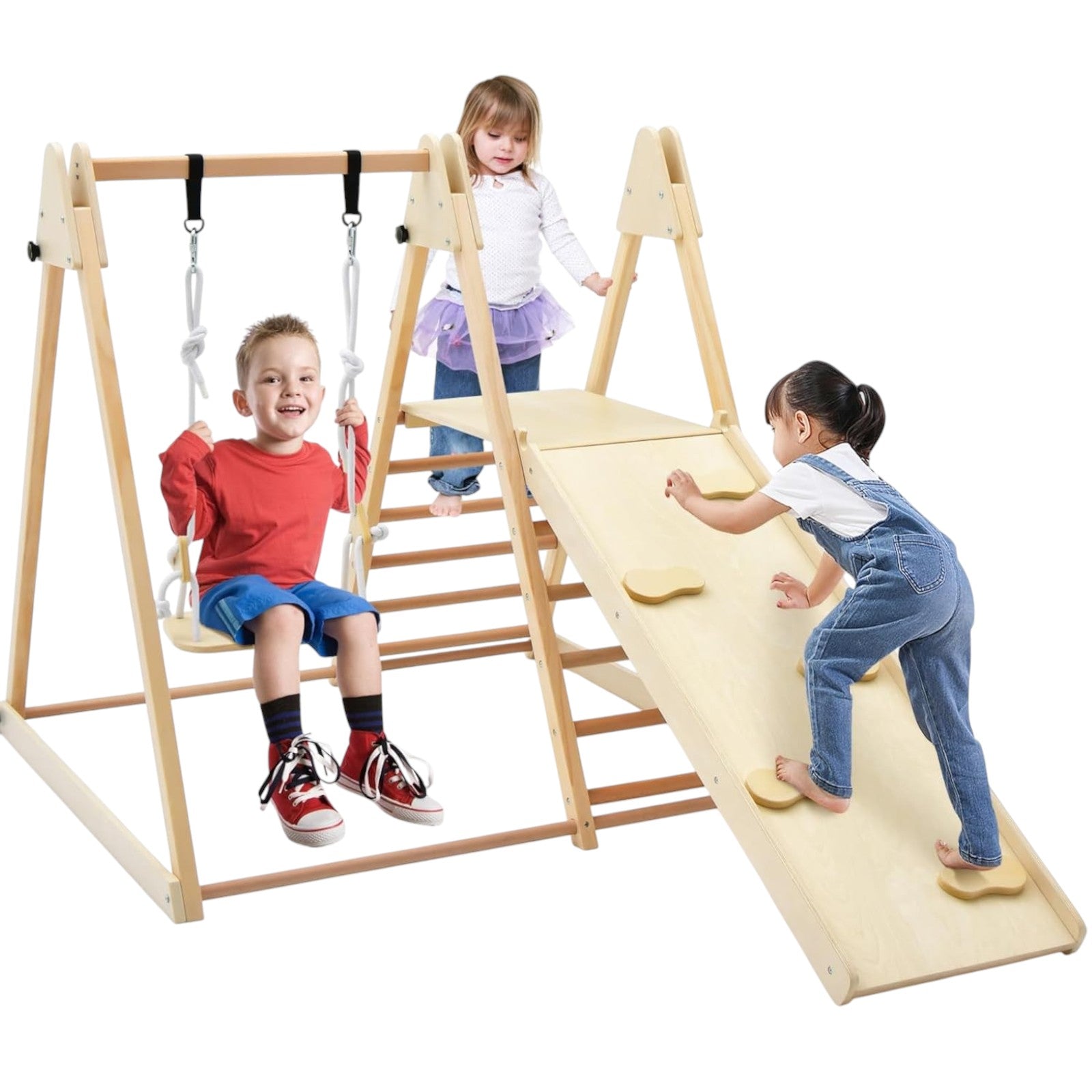 Детски Дървен Комплект GINGER HOME 4 в 1 – Люлка