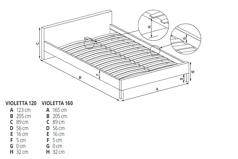 Легло ВИОЛЕТА 160 – антична череша/черно