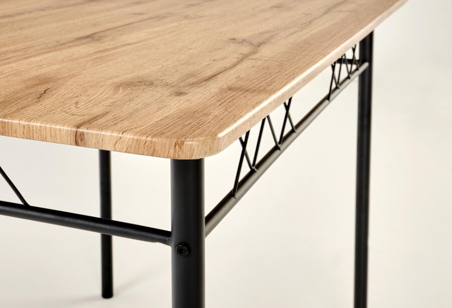 Комплект маса + 4 стола – естествен дъб/черен