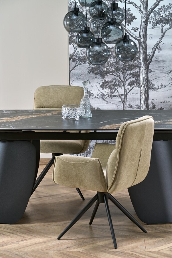 Разтегателна маса 180/260×90 – черен мрамор/черно