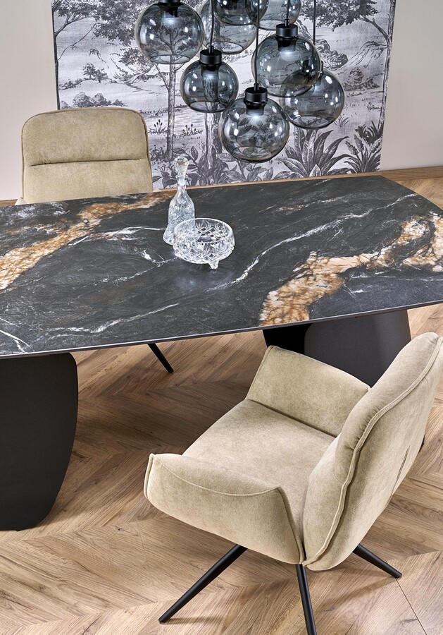 Разтегателна маса 180/260×90 – черен мрамор/черно