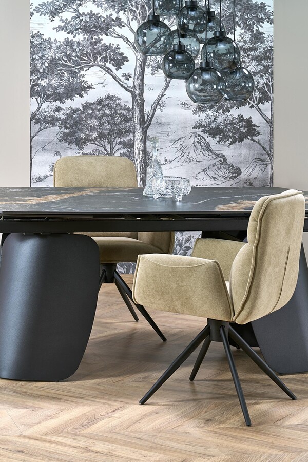 Разтегателна маса 180/260×90 – черен мрамор/черно