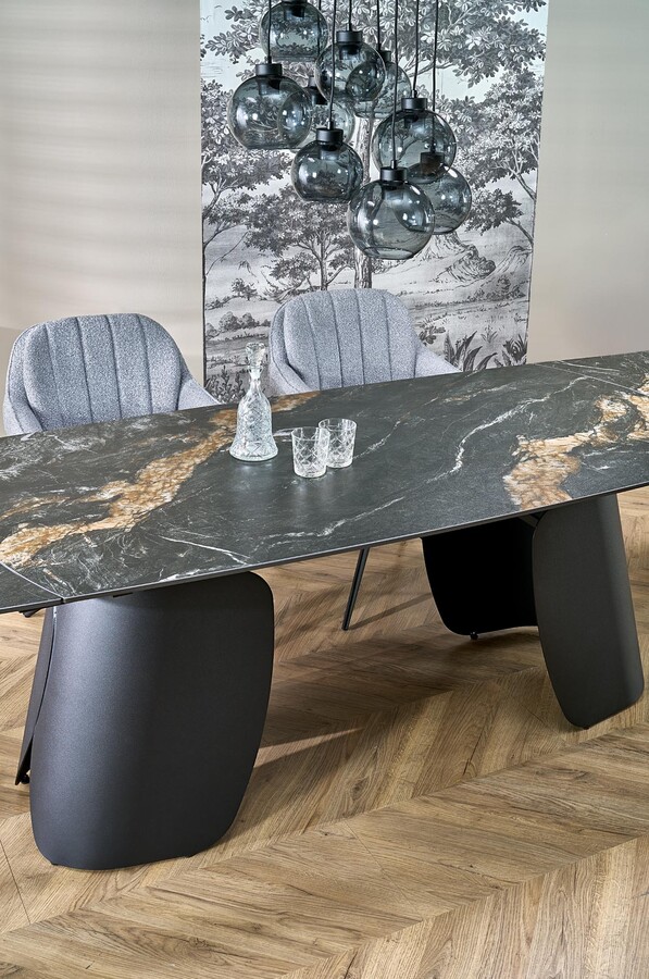 Разтегателна маса 180/260×90 – черен мрамор/черно