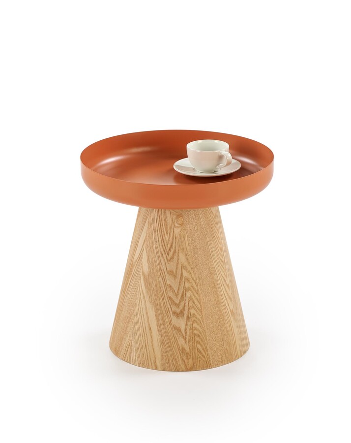 Кръгла масичка за кафе – натурална/канела