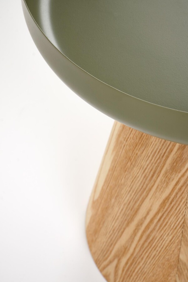 Кръгла масичка за кафе – естествена/зелена