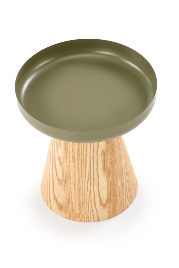 Кръгла масичка за кафе – естествена/зелена