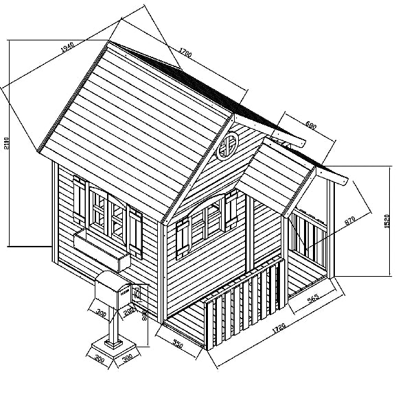 Голяма Дървена Детска Къща с Веранда GINGER HOME