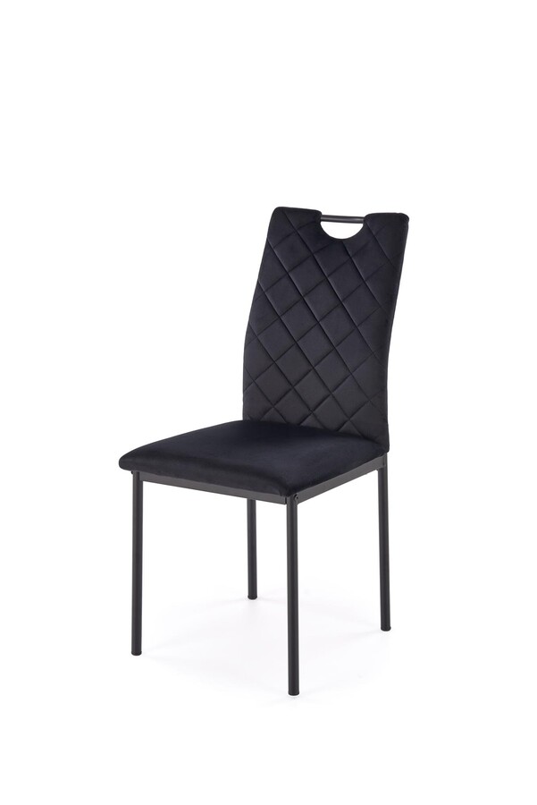 Кадифен стол - черен/черен