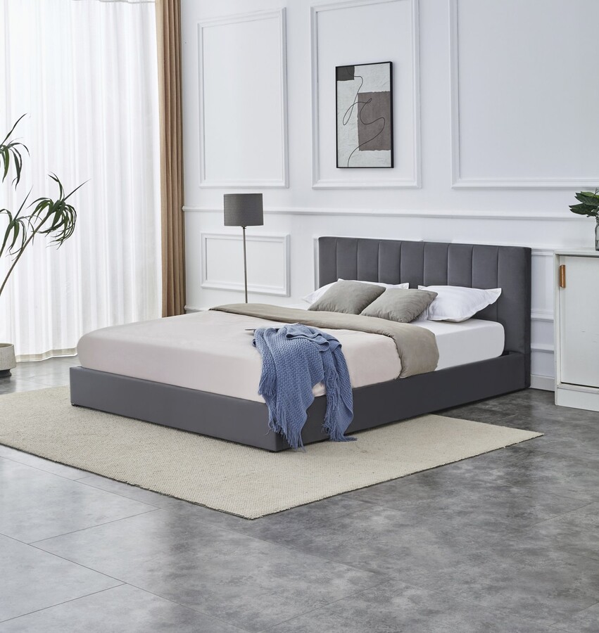 Легло КАТАРИНА с място за съхранение 160x200 - пепеляво сиво