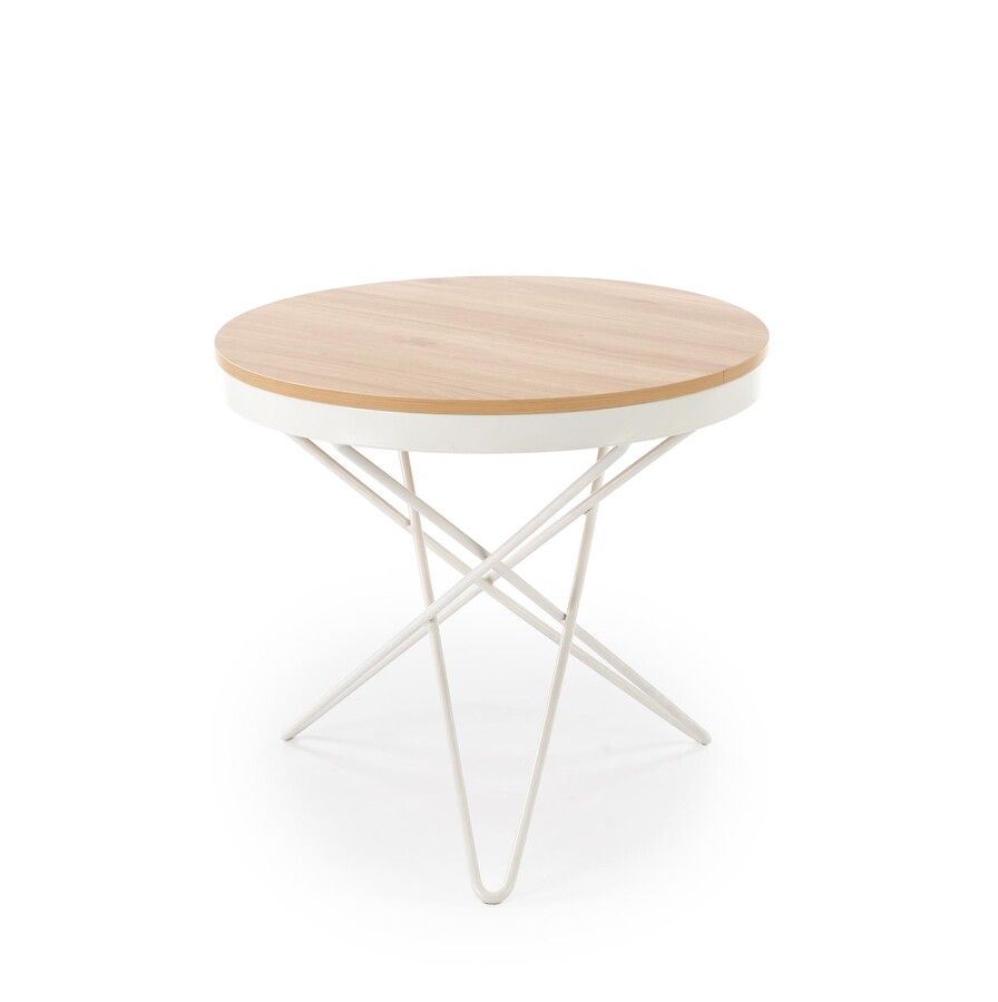 Кръгла масичка за кафе – естествена/бяла