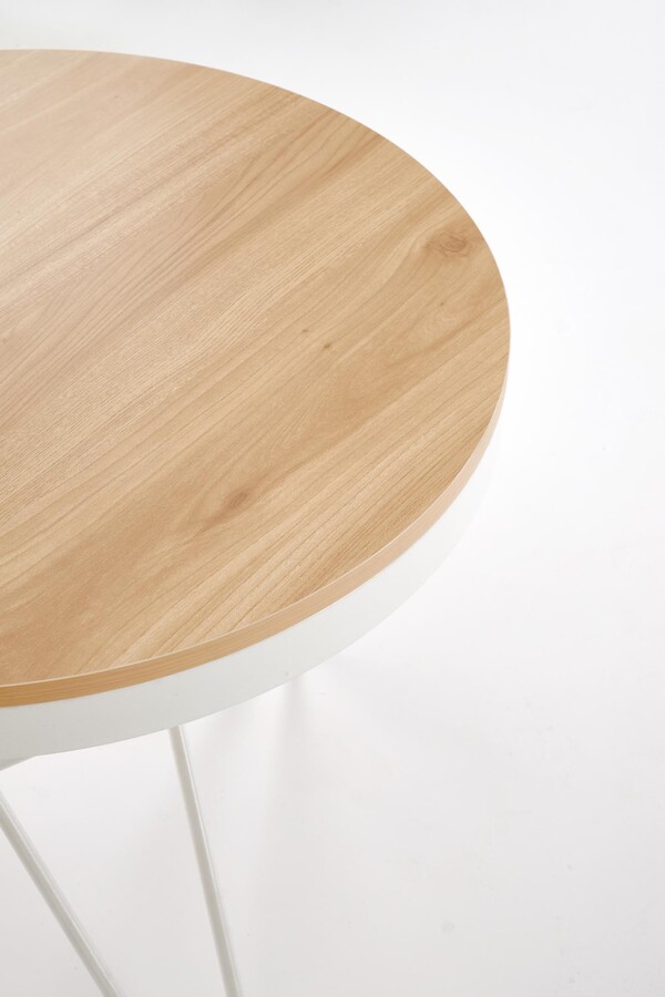 Кръгла масичка за кафе – естествена/бяла