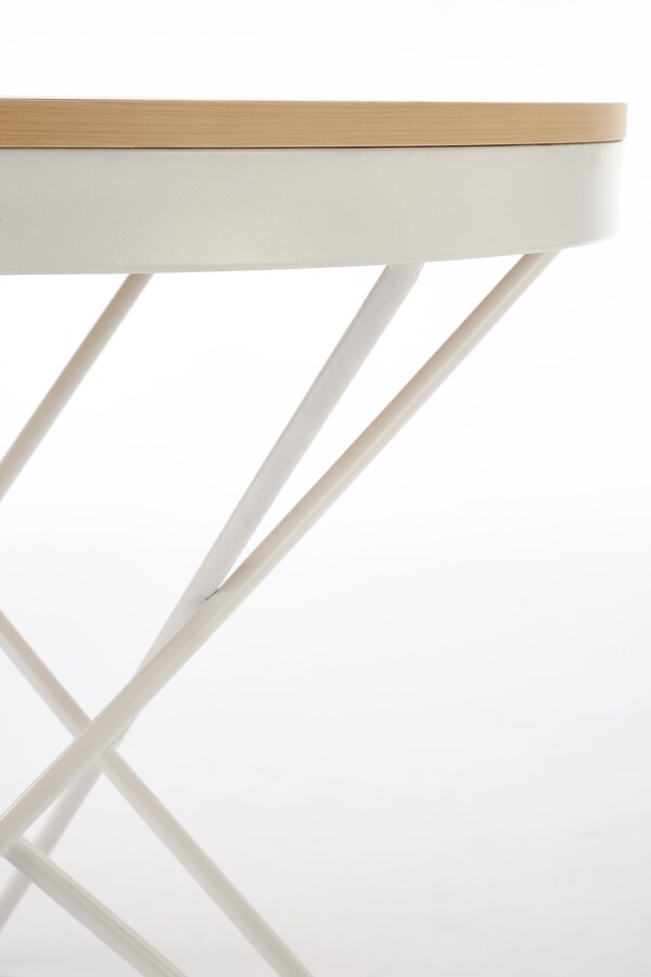 Кръгла масичка за кафе – естествена/бяла