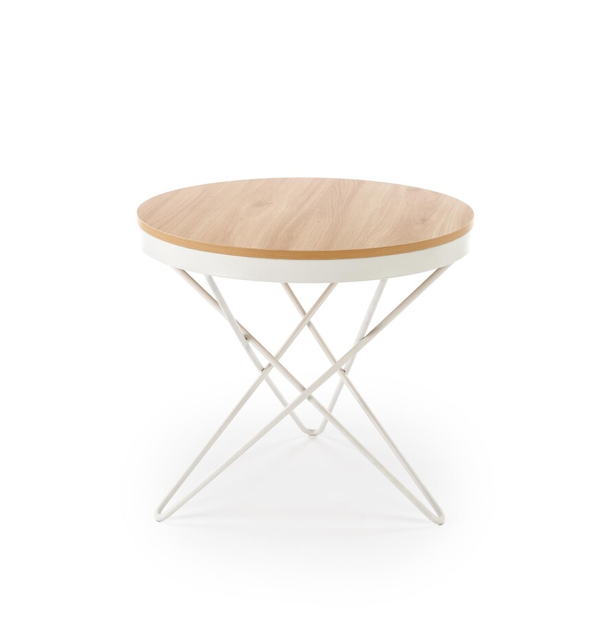 Кръгла масичка за кафе – естествена/бяла