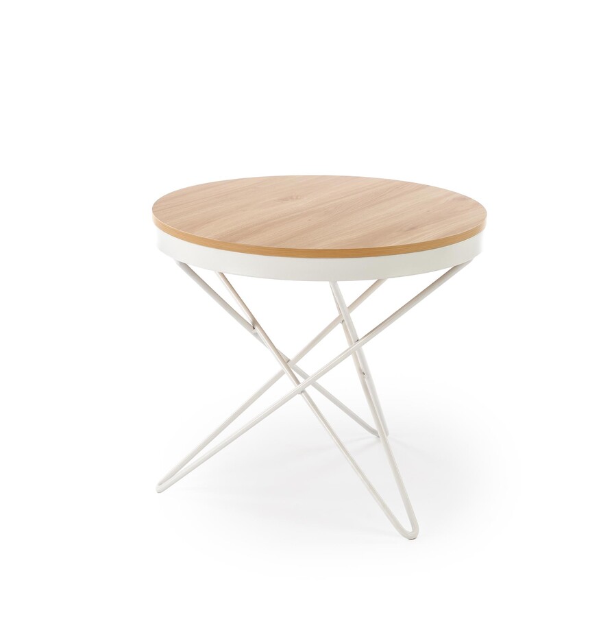 Кръгла масичка за кафе – естествена/бяла