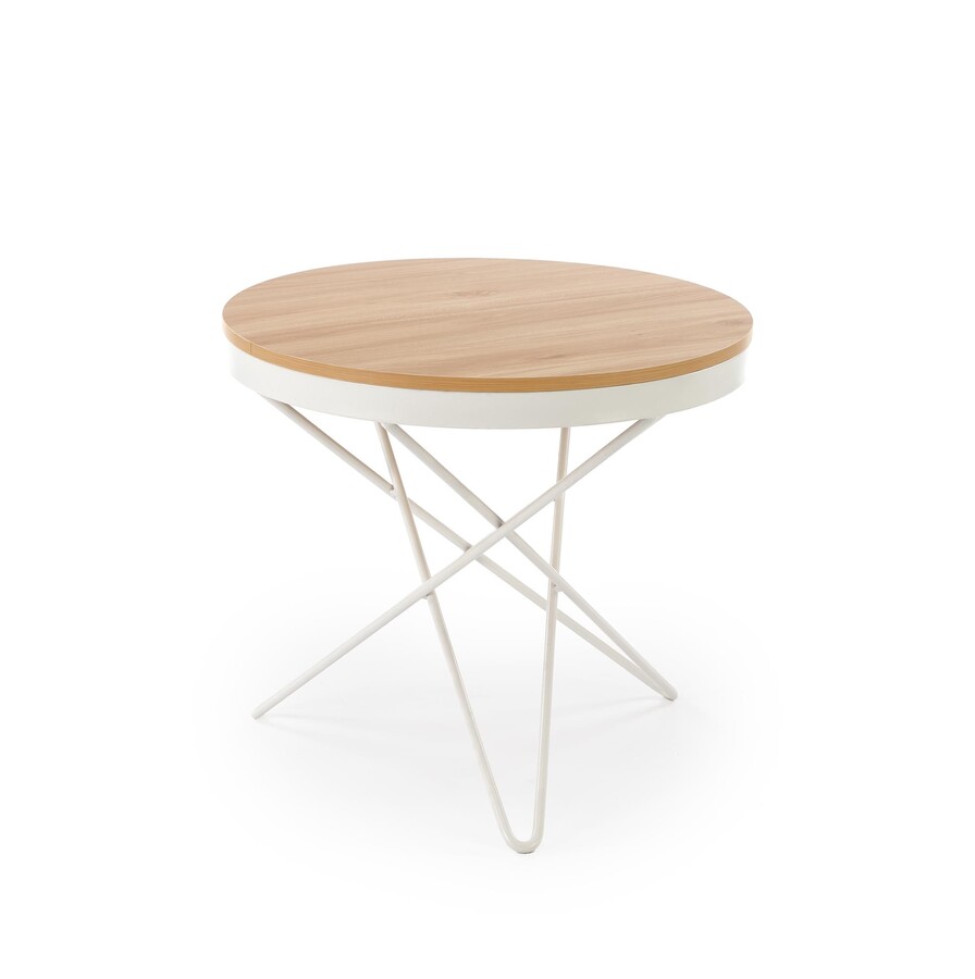 Кръгла масичка за кафе – естествена/бяла