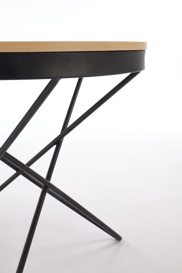 Кръгла масичка за кафе – естествена/черна