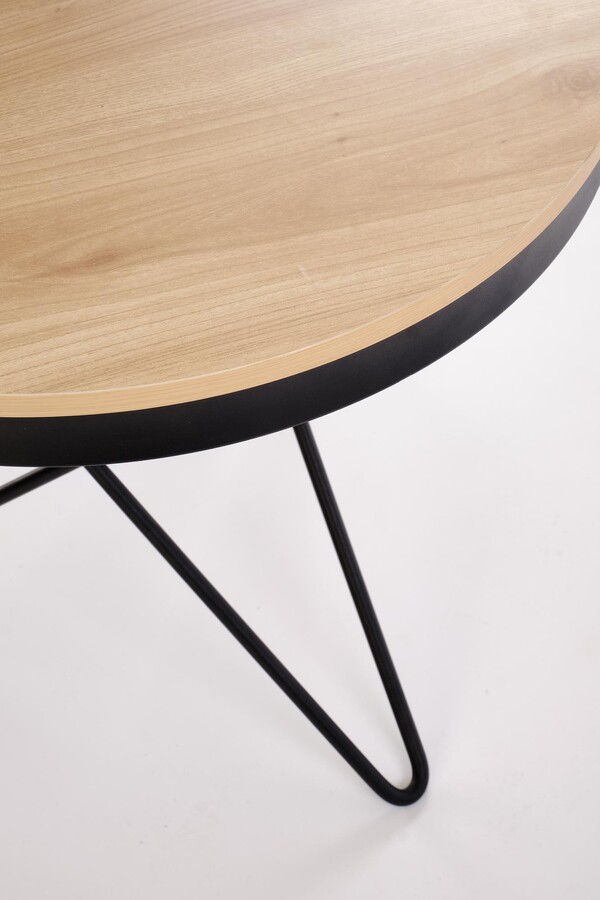 Кръгла масичка за кафе – естествена/черна