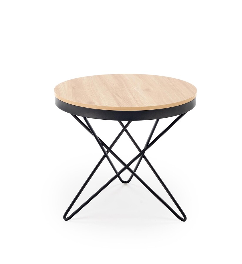 Кръгла масичка за кафе – естествена/черна