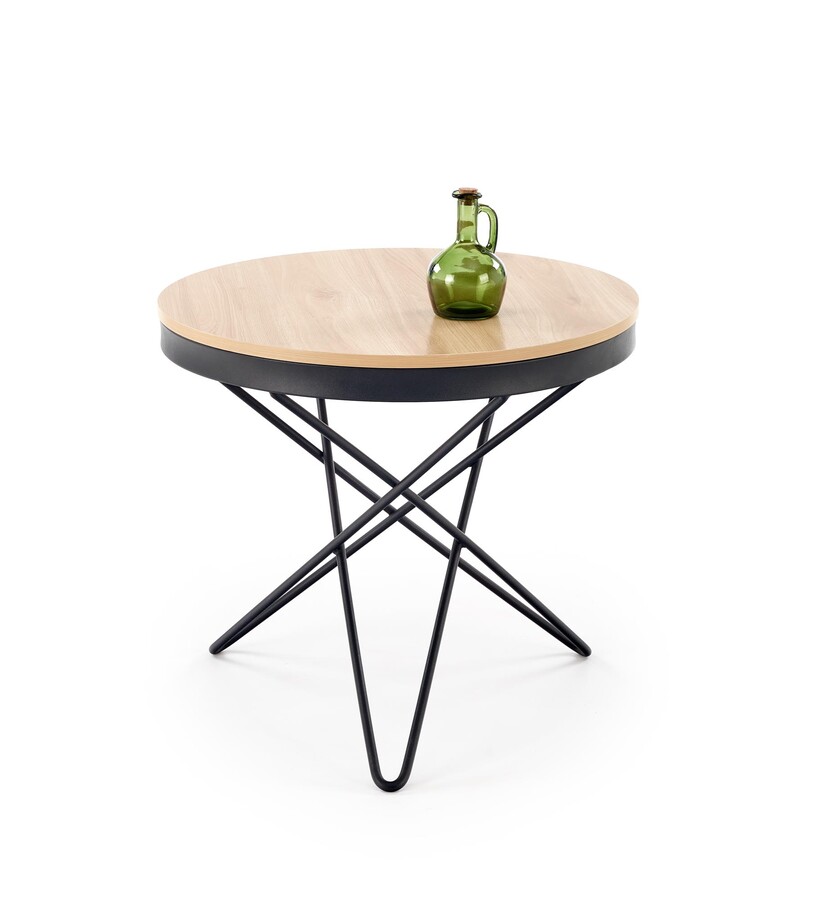 Кръгла масичка за кафе – естествена/черна