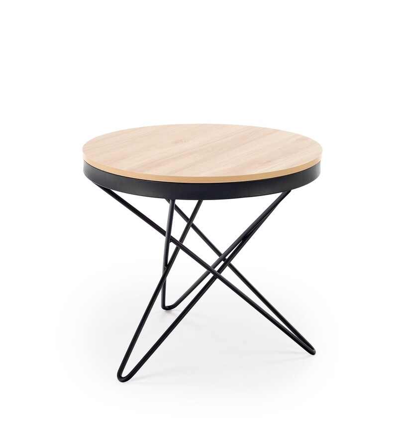 Кръгла масичка за кафе – естествена/черна