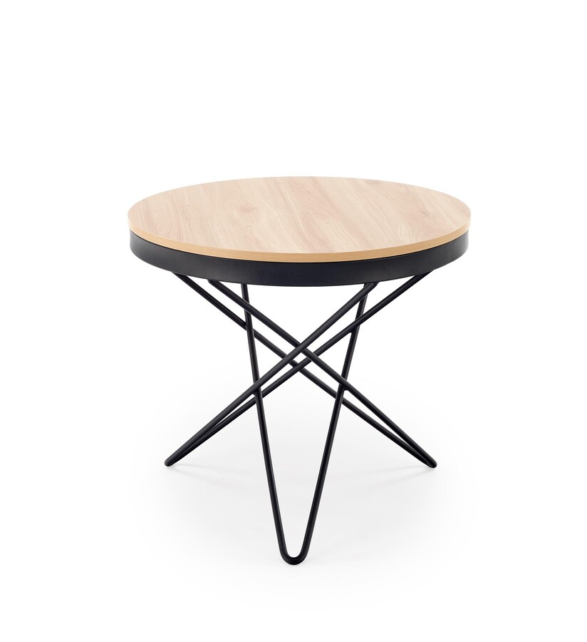 Кръгла масичка за кафе – естествена/черна