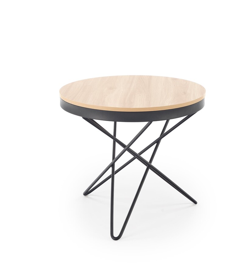 Кръгла масичка за кафе – естествена/черна