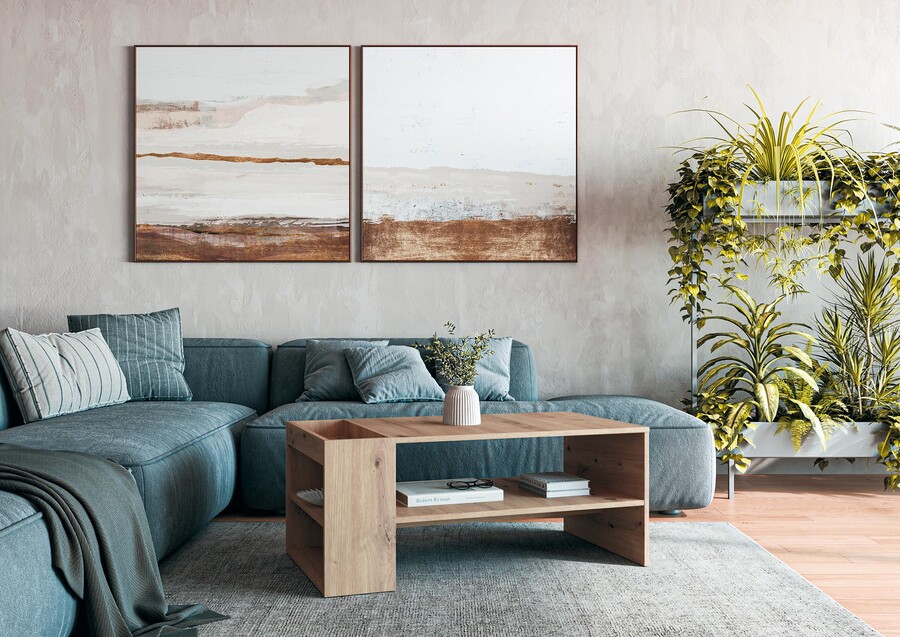 Холна маса с рафтове - дъб занаятчийски