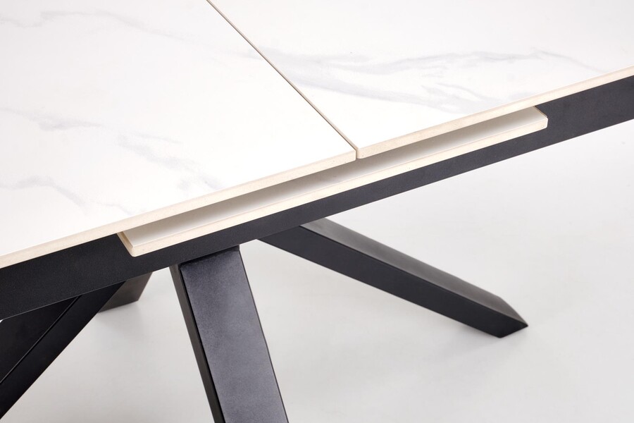 разтегателна маса 140/180×85 – бял мрамор/черно