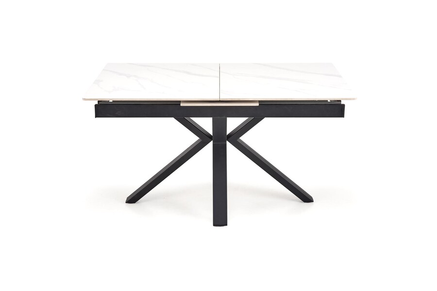 разтегателна маса 140/180×85 – бял мрамор/черно