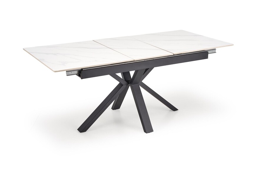 разтегателна маса 140/180×85 – бял мрамор/черно