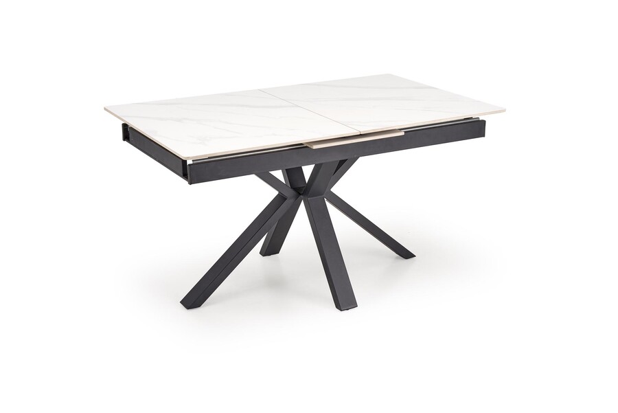 разтегателна маса 140/180×85 – бял мрамор/черно