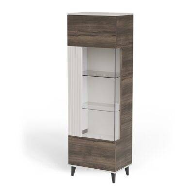 Витрина с 1 врата 2 в 1 - кашмир/орех