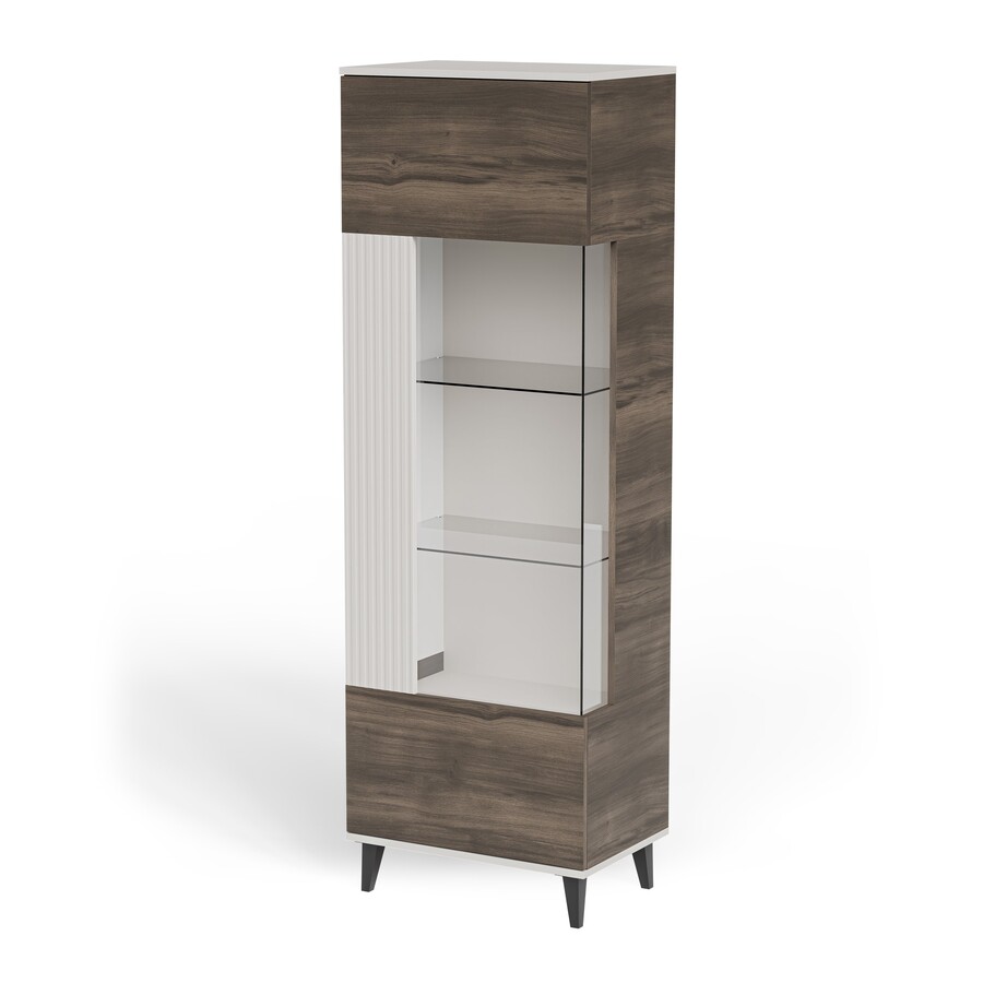 Витрина с 1 врата 2 в 1 – кашмир/орех