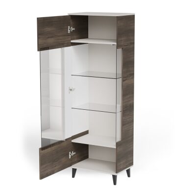 Витрина с 1 врата 2 в 1 - кашмир/орех