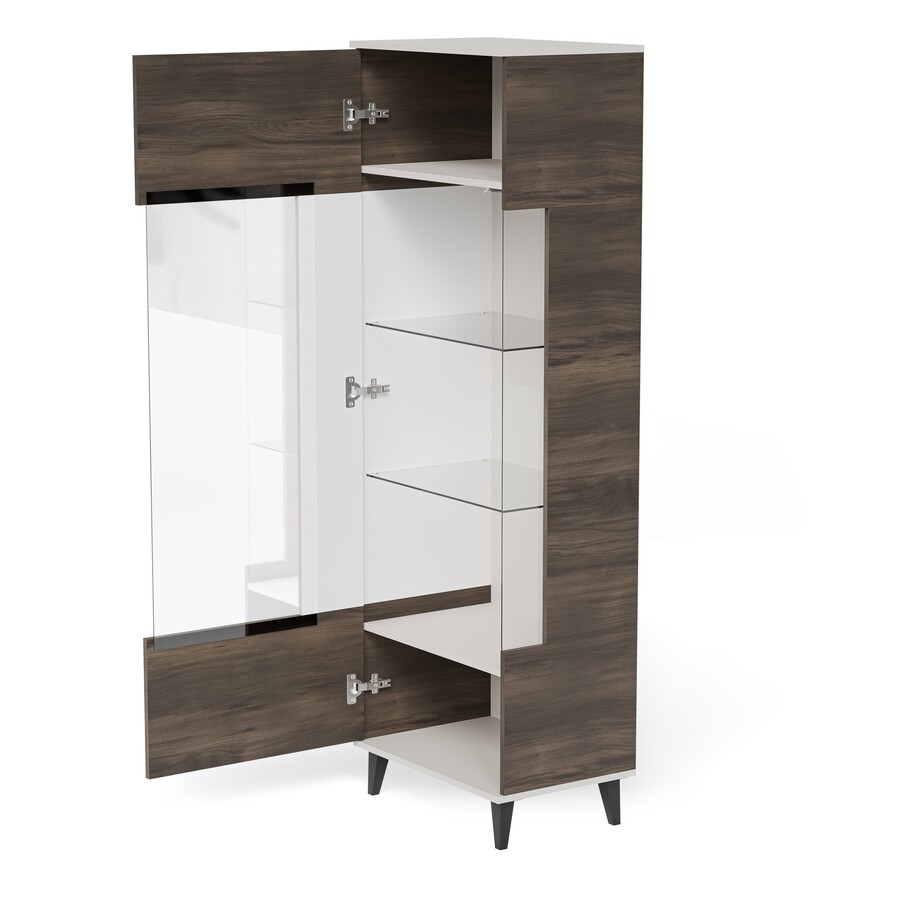 Витрина с 1 врата 2 в 1 – кашмир/орех