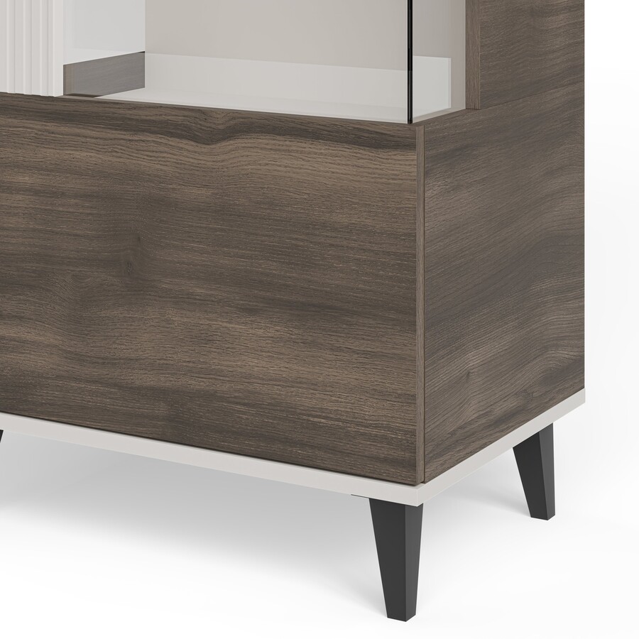 Витрина с 1 врата 2 в 1 – кашмир/орех