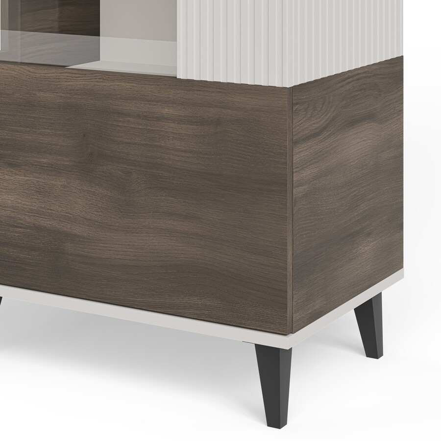 Витрина с 1 врата 2 в 1 – кашмир/орех