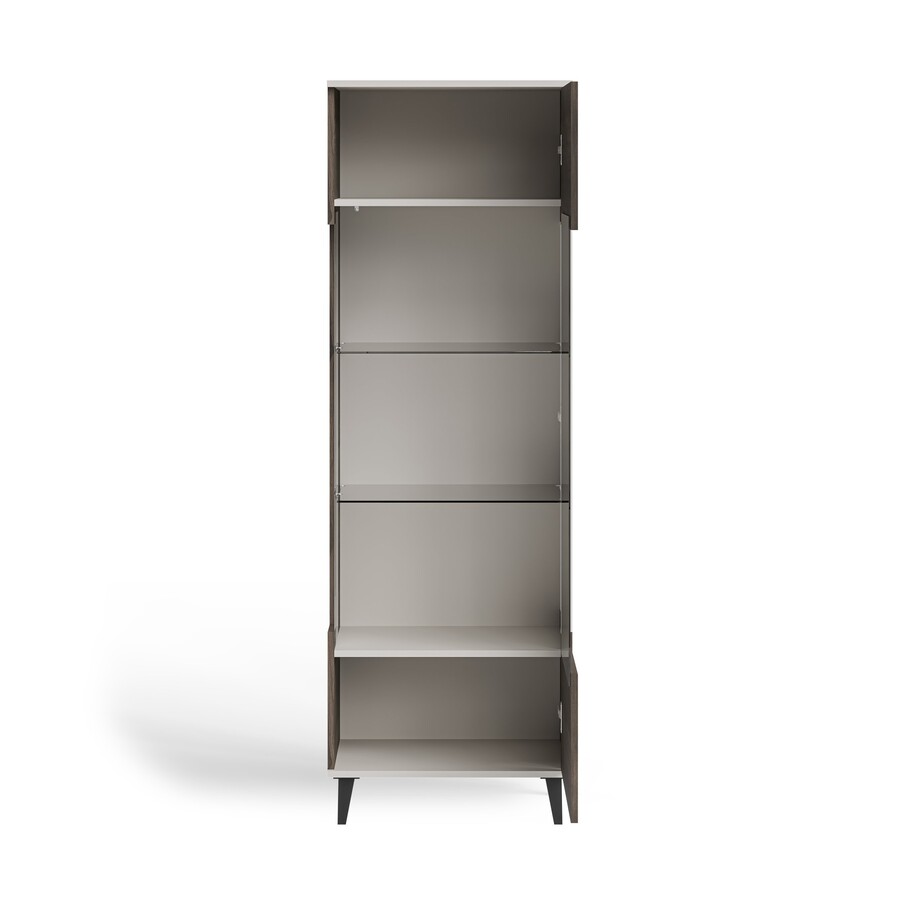 Витрина с 1 врата 2 в 1 – кашмир/орех