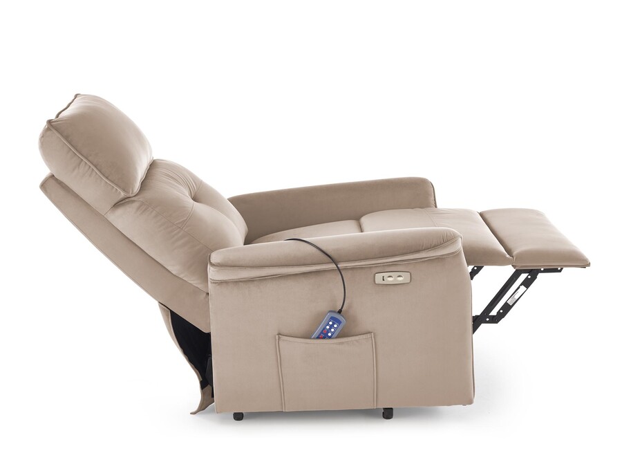 Фотьойл 2 с масаж и функция за изправено позициониране – бежов