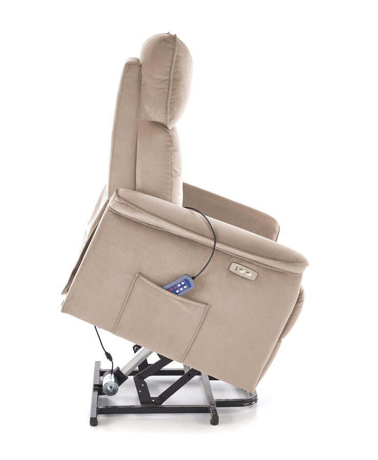 Фотьойл 2 с масаж и функция за изправено позициониране – бежов