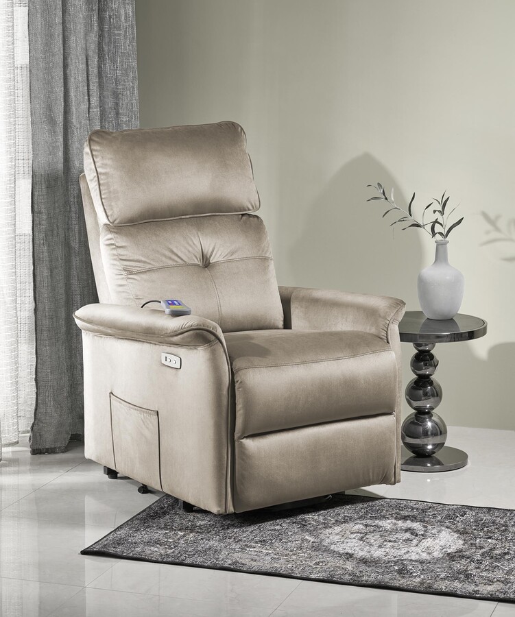 Фотьойл 2 с масаж и функция за изправено позициониране – бежов