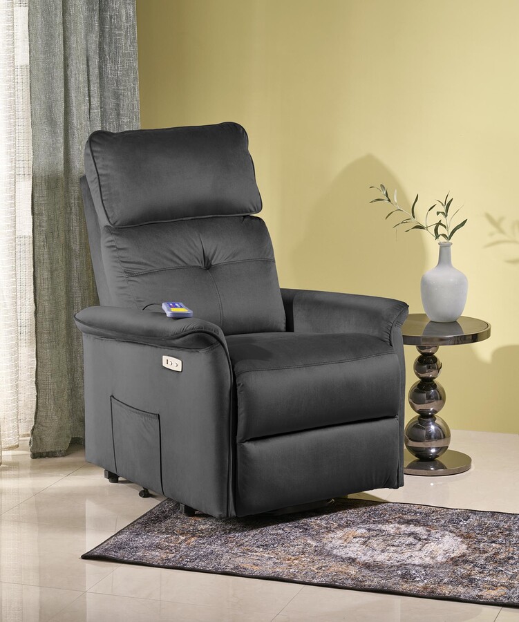 Фотьойл 2 с масаж и функция за изправено позициониране - черен