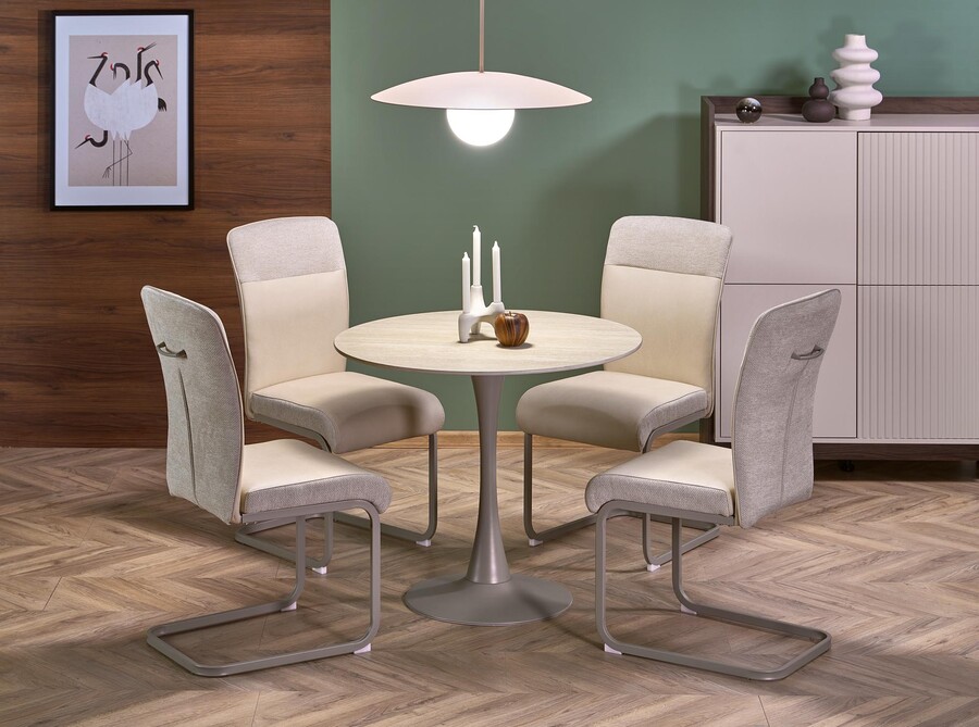 ТОЛИО кръгла маса 90 см - травертин/кашмир