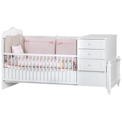 Бебешка кошара и детско легло 2в1 NIL 80 х 180 см - бяла