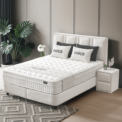 Тапицирана спалня с матрак PAROS 180 х 200 - крем AN