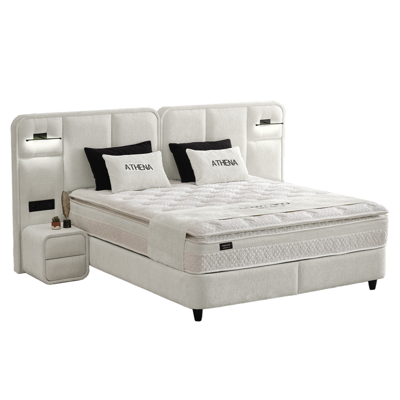 Тапицирана спалня с матрак ATHENA 160 х 200 - слонова кост SY