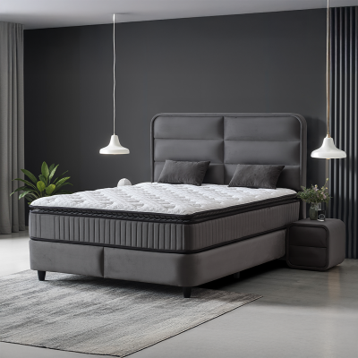 Тапицирана спалня с матрак FALLONE 140 x 200 - тъмно сив 32